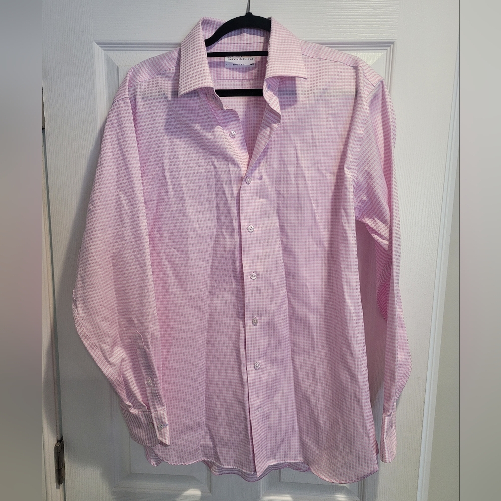 Lorenzo Uomo Light Pink Horizontal Striped Dress Shirt